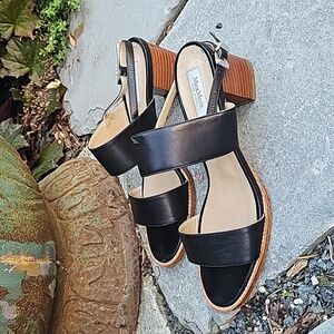 MaxMara Block-Heel black slingback sandals black Vero Cuero size 37 or 7.5 $595